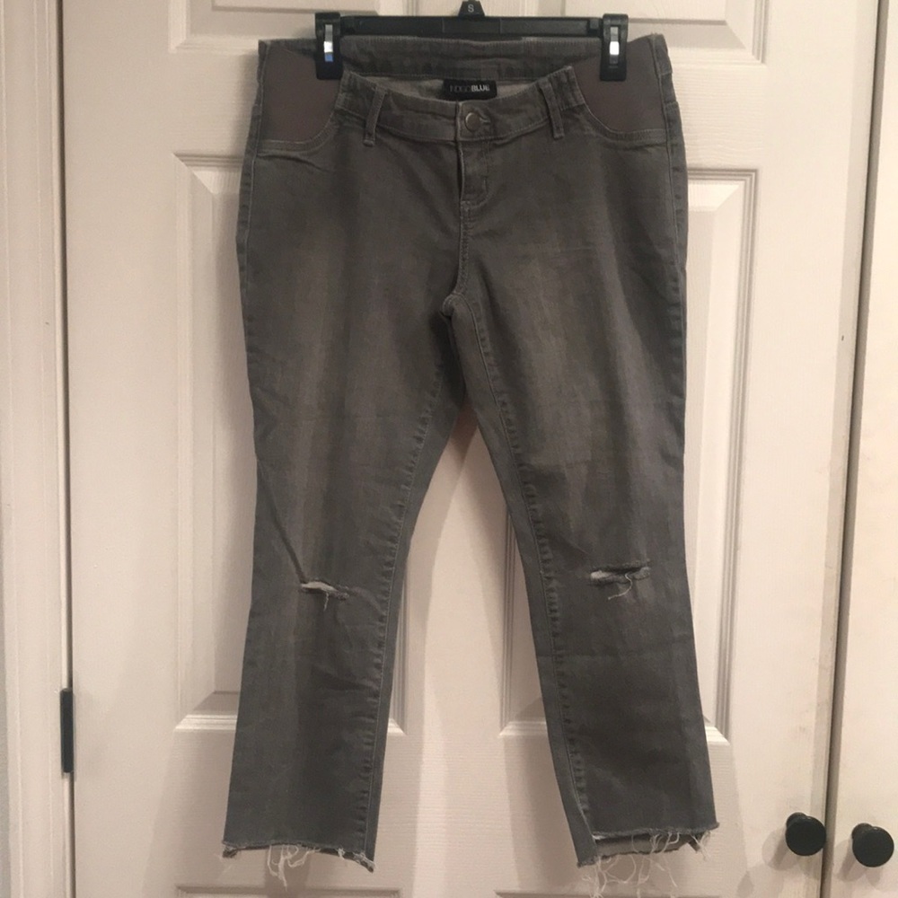 Indigo Blue M gray distressed jeans-elastic panel